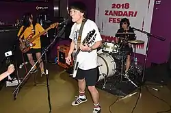 Daegu skatepunk band Drinking Boys and Girls Choir perform in Club Steel Face at Zandari Festa 2018 on Oct. 6, 2018.