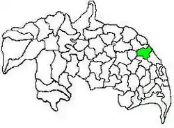 Mandal map of Guntur district showing Duggirala mandal (in green)