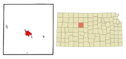 Location within Ellis County and Kansas