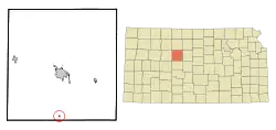Location within Ellis County and Kansas