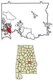 Location of Coosada in Elmore County, Alabama.