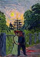 Ernst Ludwig Kirchner, Moonrise: Soldier and Maiden (1905), oil on board, 69.9 x: 49.5&nbsp;cm.
