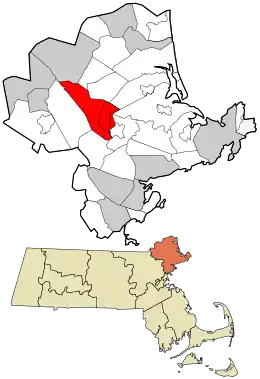 Location in Essex County and the state of Massachusetts.