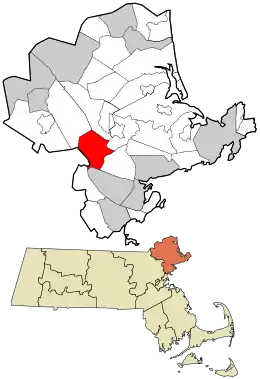 Location in Essex County and the state of Massachusetts.