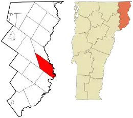 Location in Essex County and the state of Vermont.