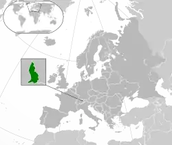 Location of&nbsp;Liechtenstein&nbsp;(green)in Europe&nbsp;(agate grey)&nbsp; –&nbsp; [Legend]