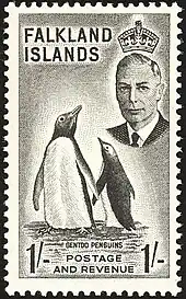 1952 1 shilling stamp of the Falkland Islands