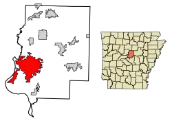 Location of Conway in Faulkner County.