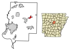 Location of Enola in Faulkner County, Arkansas.