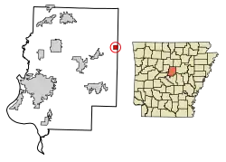 Location of Mount Vernon in Faulkner County, Arkansas.
