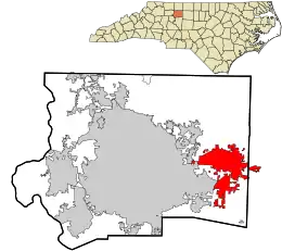 Location in Forsyth County and the state of North Carolina