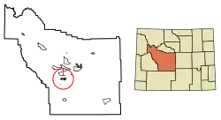 Location of Lander in Fremont County, Wyoming.