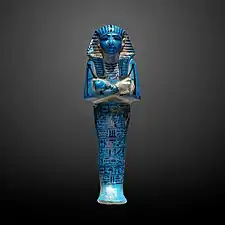 Ushabti; 1294–1279 BC; faience; height: 28.1&nbsp;cm, width: 9.2&nbsp;cm; Louvre