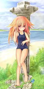 A manga-like character in a school swimsuit
 &nbsp;