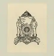 Bookplate for New London Public Library, showing fishermen.