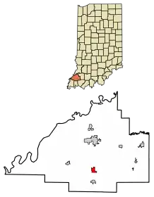 Location of Fort Branch in Gibson County, Indiana.