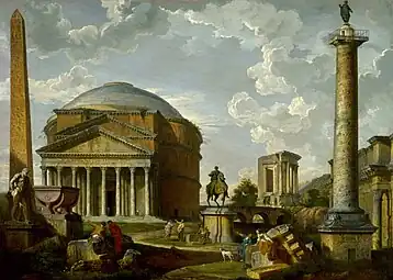 Fantasy View with the Pantheon and other Monuments of Ancient Rome; by Giovanni Paolo Panini; 1737; oil on canvas; 98.9 x 137.49&nbsp;cm; Museum of Fine Arts, Houston, US