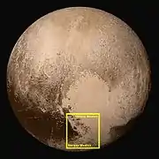 Pluto – Hillary Montes and Tenzing Montes(context; 14&nbsp;July 2015).