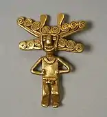 Anthropomorphic pendant; 5th–10th century; gold; height: 4.4&nbsp;cm, width: 3.5&nbsp;cm; Metropolitan Museum of Art (New York City, New York)