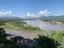 confluence of Ruak River and Mekong Rivers, view from Wat Phra That Doi Pu Khao&nbsp;[th] in Ban Sop Ruak