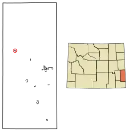 Location of Fort Laramie in Goshen County, Wyoming.