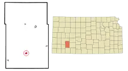 Location within Gray County and Kansas