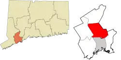 Trumbull's location within the Greater Bridgeport Planning Region and the state of Connecticut