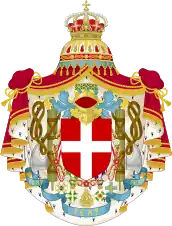 Greater coat of arms of Italy of 1929–1943, during the Fascist era, bearing the fasces
