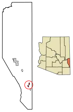 Location of Duncan in Greenlee County, Arizona
