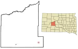 Location in Haakon County and the state of South Dakota