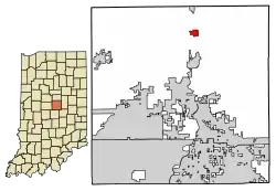 Location of Arcadia in Hamilton County, Indiana.