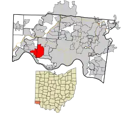 Location in Hamilton County and the state of Ohio