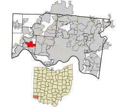 Location in Hamilton County and the state of Ohio