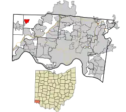 Location in Hamilton County and the state of Ohio