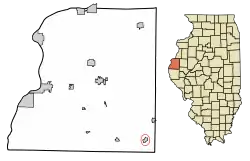 Location of Bentley in Hancock County, Illinois.
