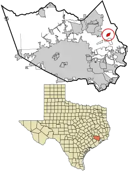 Location in Harris County and the state of Texas