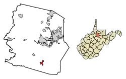 Location of Lost Creek in Harrison County, West Virginia.