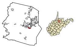 Location of Stonewood in Harrison County, West Virginia.