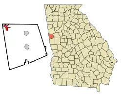 Location in Heard County and the state of Georgia