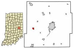 Location of Kennard in Henry County, Indiana.