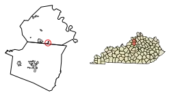 Location of Pleasureville in Henry County, Kentucky.