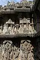 Hindu deities and aediculae in relief at Lakshmi Narasimha temple, Nuggehalli