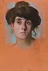 Adolf Hirémy-Hirschl, Portrait of a Young Woman, c. 1915, pastel on orange paper, Art Institute of Chicago