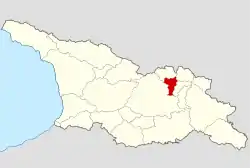 Map highlighting the historical region of Mtiuleti in Georgia