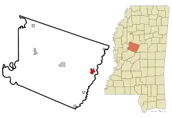 Location of Durant, Mississippi