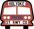 Logo of the Holyoke Street Railway Co.as a contractor for the PVTA c. 1978-1987