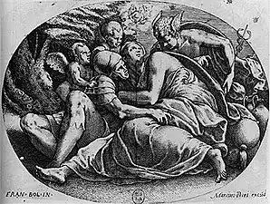 Hermes bei Calypso und Odysseus by Hubert Maurer