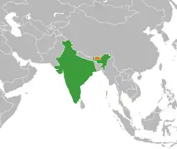 Map indicating locations of India
and Bhutan