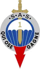 Insigne de béret du 1er RPIMA "Qui ose gagne"