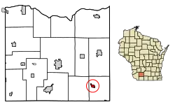 Location of Hollandale in Iowa County, Wisconsin.